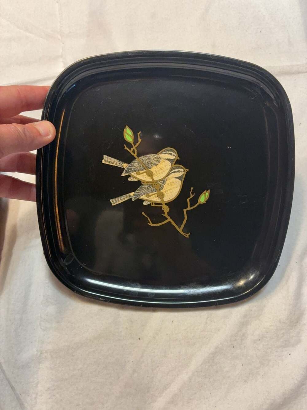 Lot of 4 VTG Couroc Monterey California Serving Tray with Bird Inlay